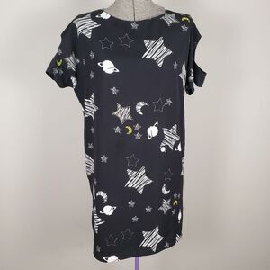 DO+BE Galaxy Stars and Moon Cut-out Sleeve Dress Size M